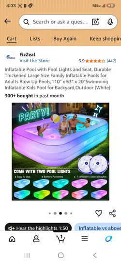Brand New In Box Inflatable Pool with Pool Lights