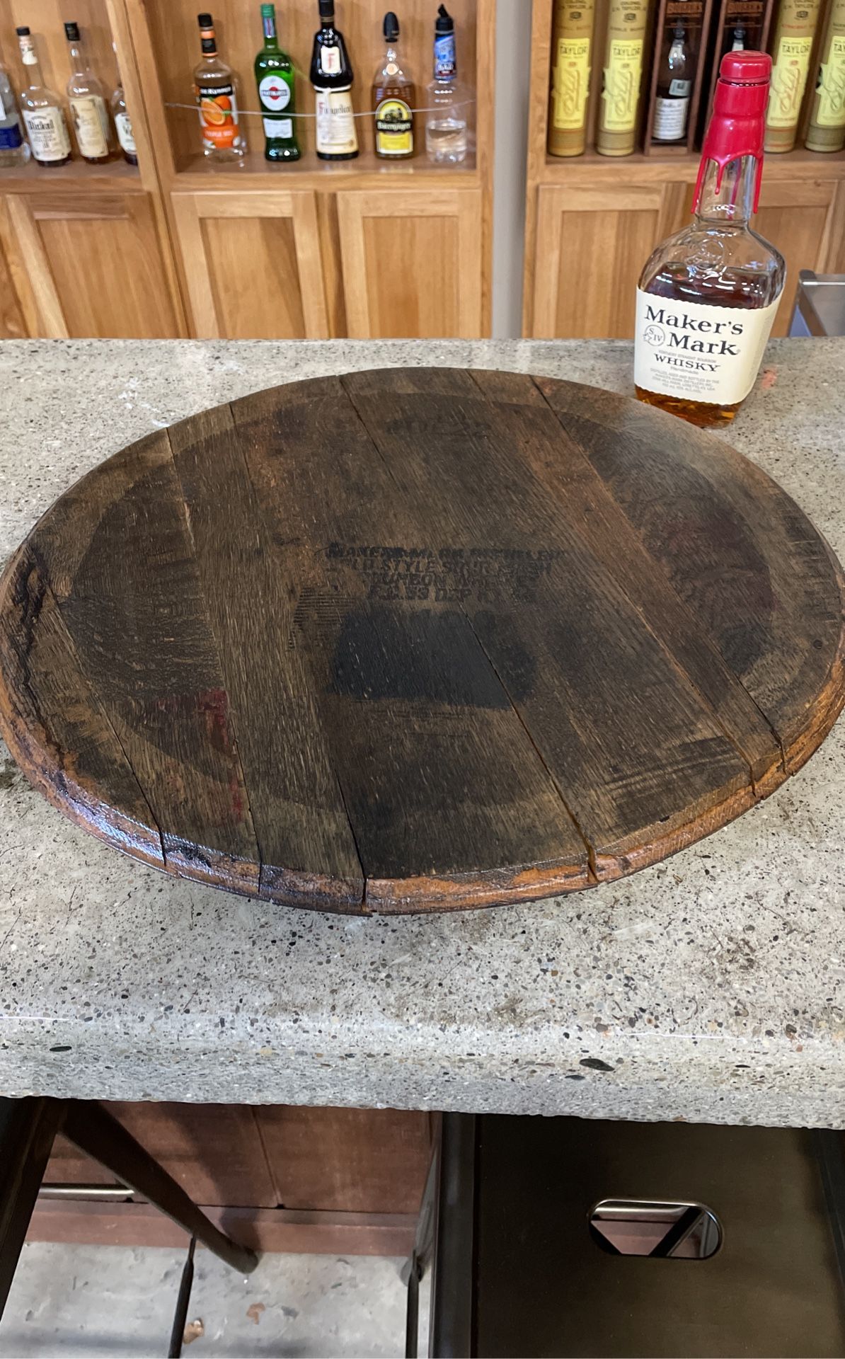 Lazy Susan Wall Decor Authentic Maker’s Mark Bourbon Barrel Head Lid