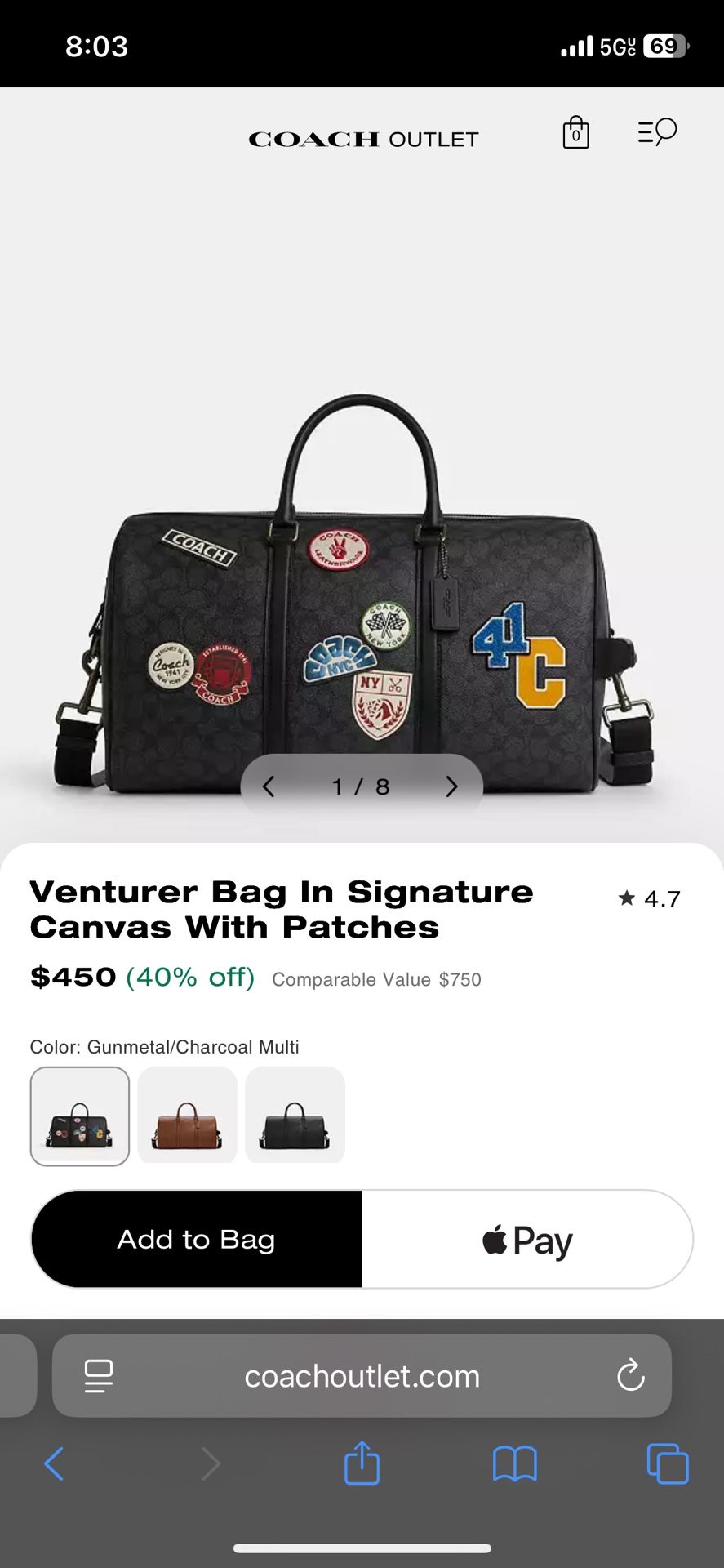 Authentic Coach Duffle Bag