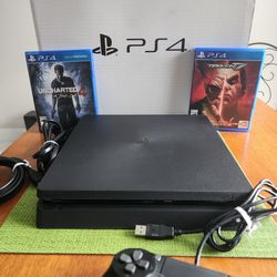 PS4 Slim Console 500GB with controller and 2 games