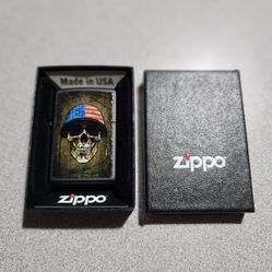 Zippo Lighter  - Skull w/Helmet (Never Used)