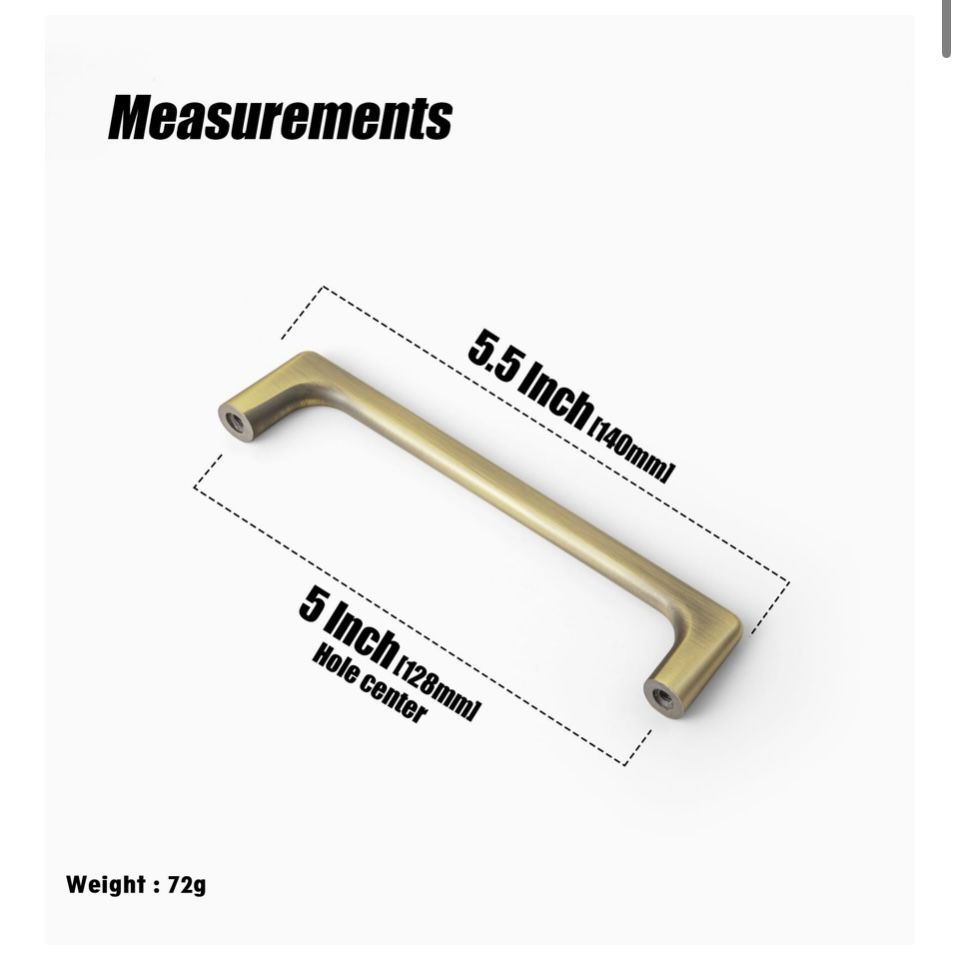 Brass Cabinet pulls, 6 Pack (5”)