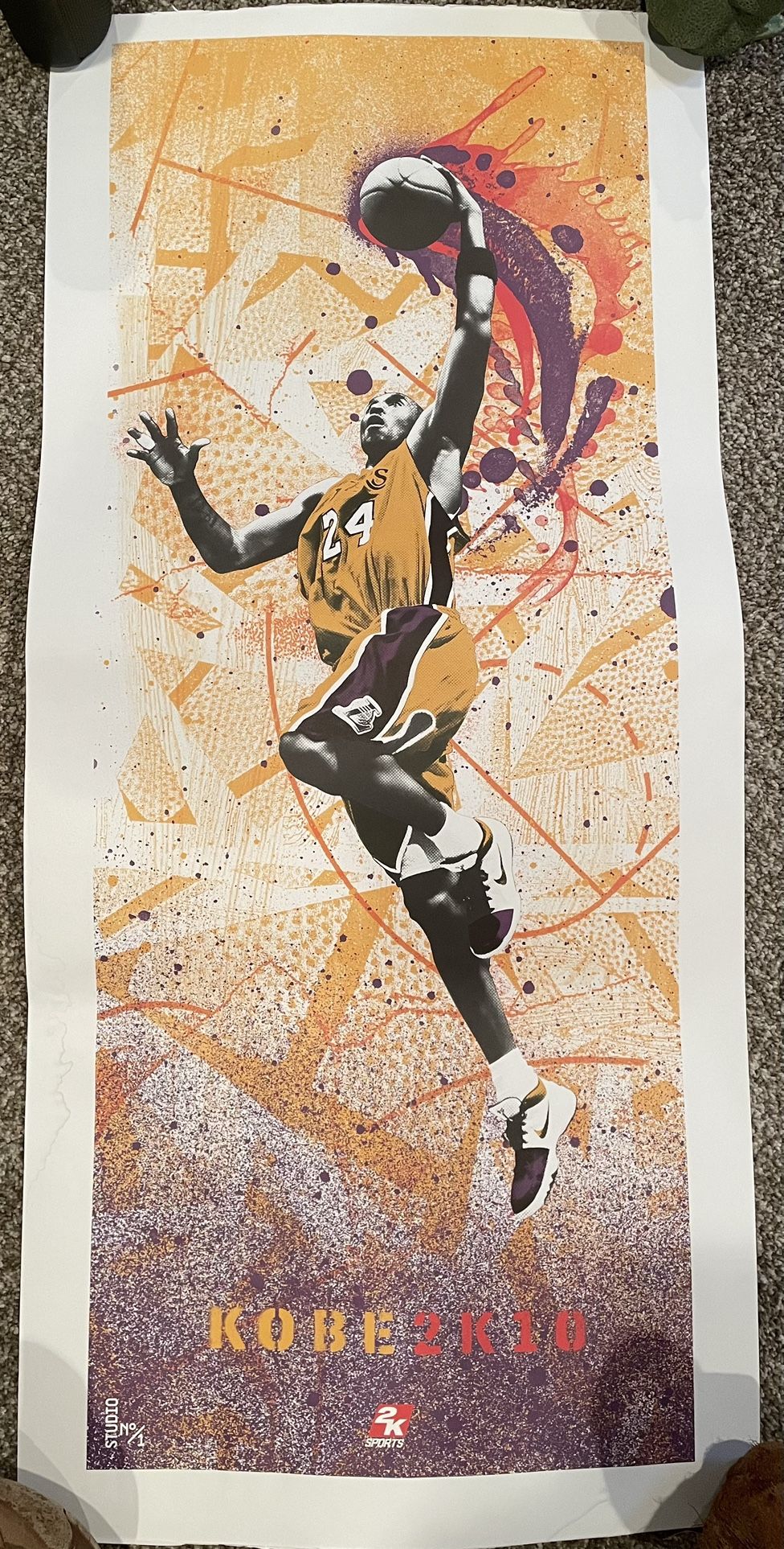16" x 36" NBA 2K10 Kobe Bryant LA Lakers Poster (Limited Retro)