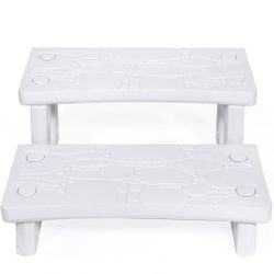 Premium Multi Purpose 2-Step Spa Hot Tub Pool RV Campers Deck Steps Lightweight Sided Step (White)