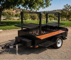 COMMERCIAL SANTA MARIA BBQ CATERING TRAILER – MASSIVE 46” × 70” GRILL