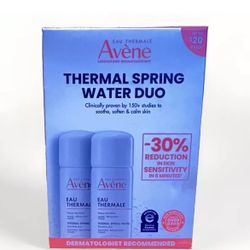 Avene Thermal Spring Water Duo Sensitive Skin 1.6oz Ea Deluxe Travel Sealed NEW