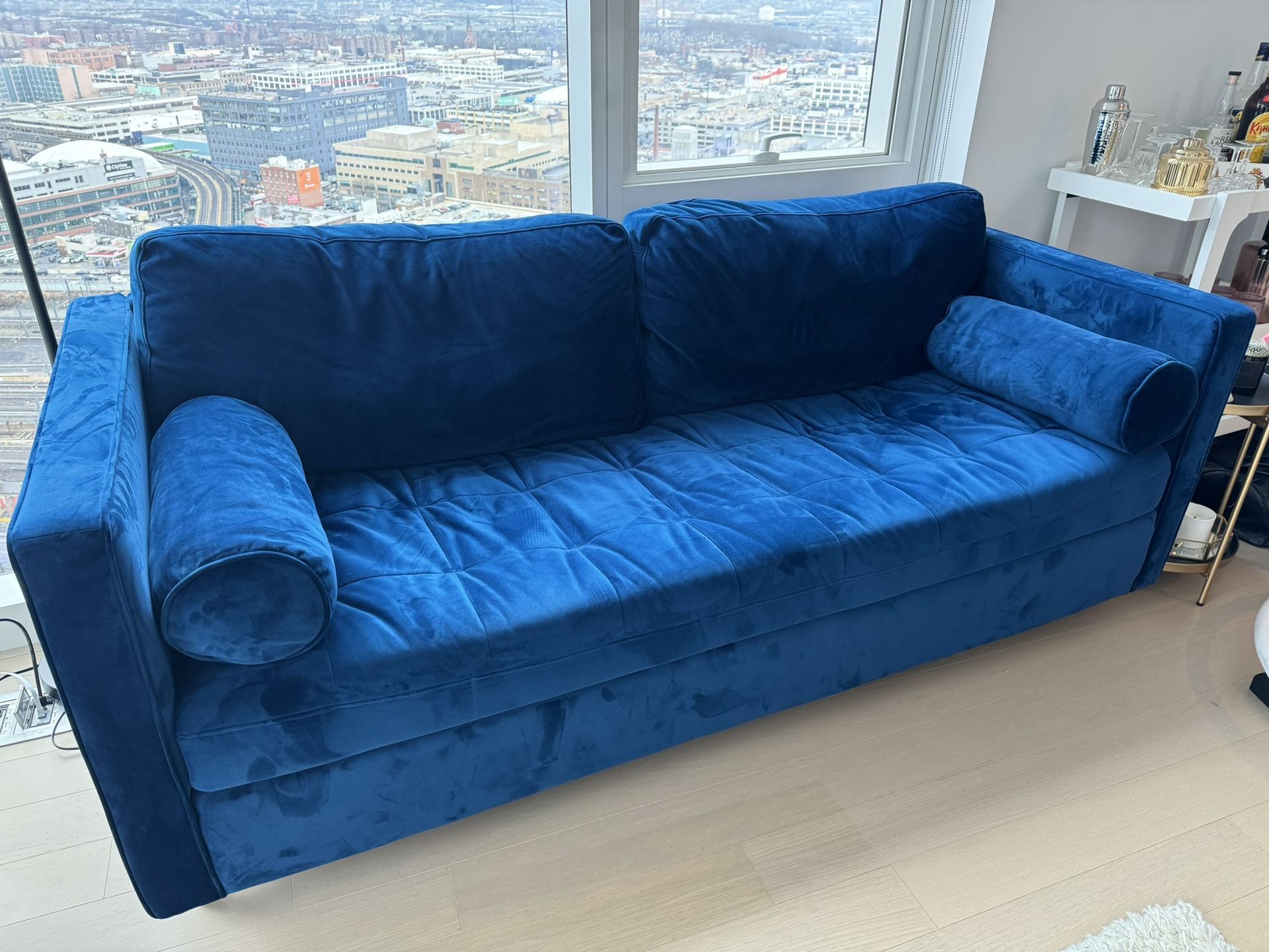 Joybird - Blue Velvet Sleeper Sofa