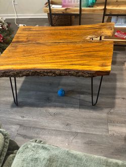 Wood slab coffee table