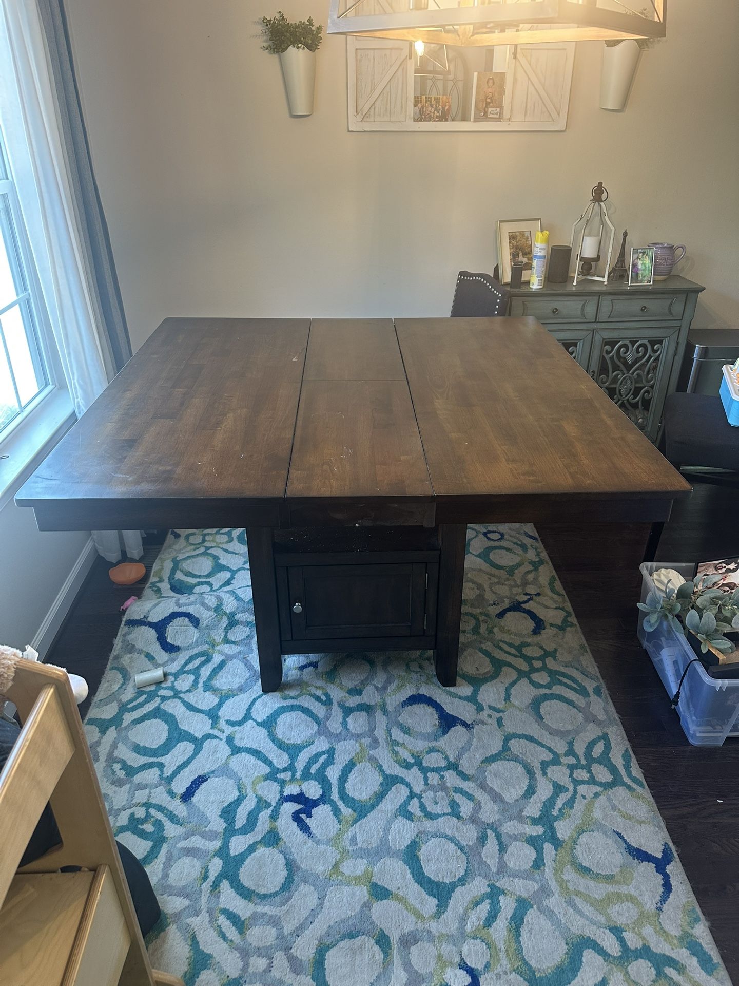 Expandable Counter-Height Dining Table with Storage – Seats 6 to 8