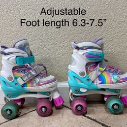 SULIFEEL Rainbow Unicorn Light up Roller Skates for Girls Boys Kids, 4 Sizes Adjustable