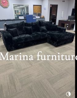 Black Ribbed Velvet Sectional Sofa