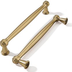 khtumeware 10 Pack 6-1/4 Inch(160mm) Champagne Bronze Cabinet Pulls, Champagne Brass Kitchen Cabinet Handles Gold Kitchen Cabinet Hardware for Cupboar