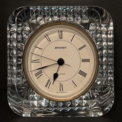 Vintage Staiger Quartz Lead Crystal Clock / West Germany Movement / Crystal Made in France