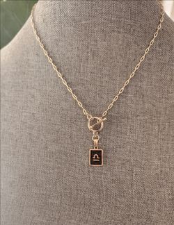 Libra Zodiac 14K Toggle Necklace
