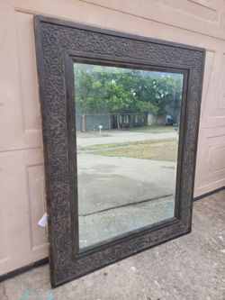 Large Wall Mirror with Ornate Dark Frame