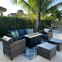 Patio Set With Fire Pit Table And Covers