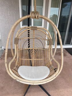 Boho Bamboo Rattan Hanging Chair & Stand