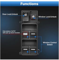 Honda Accord 2003-2007 Sedán de 4 puertas Ventana eléctrica Interruptor maestro/Honda Accord 2003-2007 4-Door Sedan Power Window Master Switch/