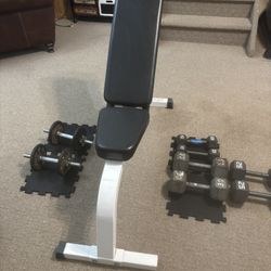 Incline Weight Bench And Dumbbells