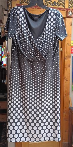 MSK Women Black White Polka Dot Dress