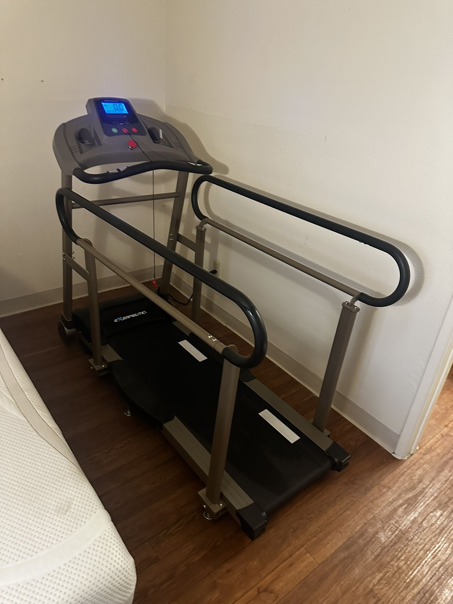 EXERPEUTIC TF2000 Recovery Senior Fitness Treadmill with Full Length Hand Rails & Heart Rate Monitor