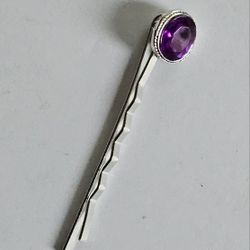 HOT TREND BEAD HAIR JEWELRY AMETHYST SILVER BOBBY PIN ACCENT FOR HAIRSTYLES