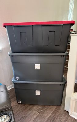Large Plastic Storage Totes Set of 3