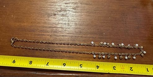 Gold-Tone Chain Necklace with Pearl and Heart Charms