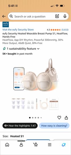 Eufy heated breast pump  S1