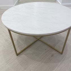 Coffee Table Circular Marble Texture Laminate