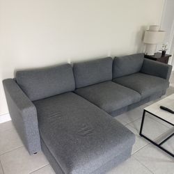 3-Seat Sleeper Sofa with chaise-medium gray