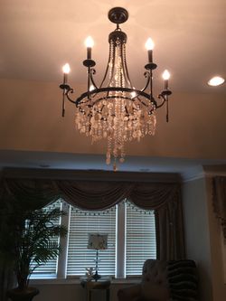 Gorgeous Murray Feiss Crystal and Natural Shell Chandelier