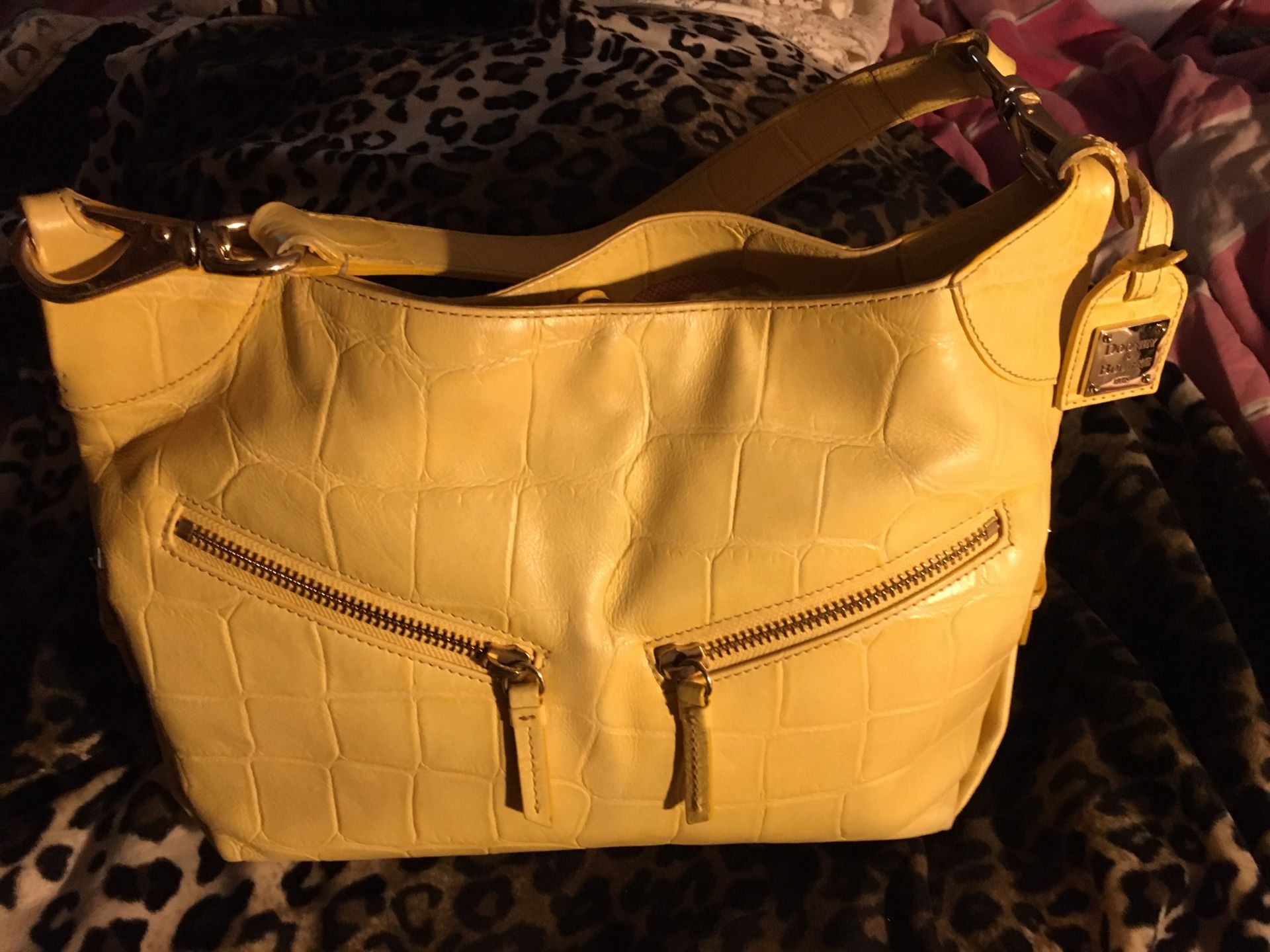 Dooney & Bourke yellow leather croc purse