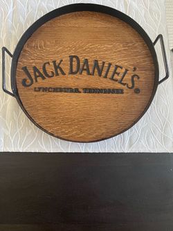 Authentic Jack Daniel’s Reclaimed Whiskey Barrel Head Serving Tray-14”