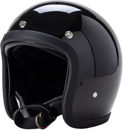 Japanese Retro Open Face Black Motorcycle Helmet 3/4 DOT/ECE Size XXL