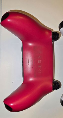 "USED" Red ps5 controller and white ps5 controller.