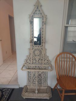 Vintage Victorian Cast Iron Hall Tree Stand