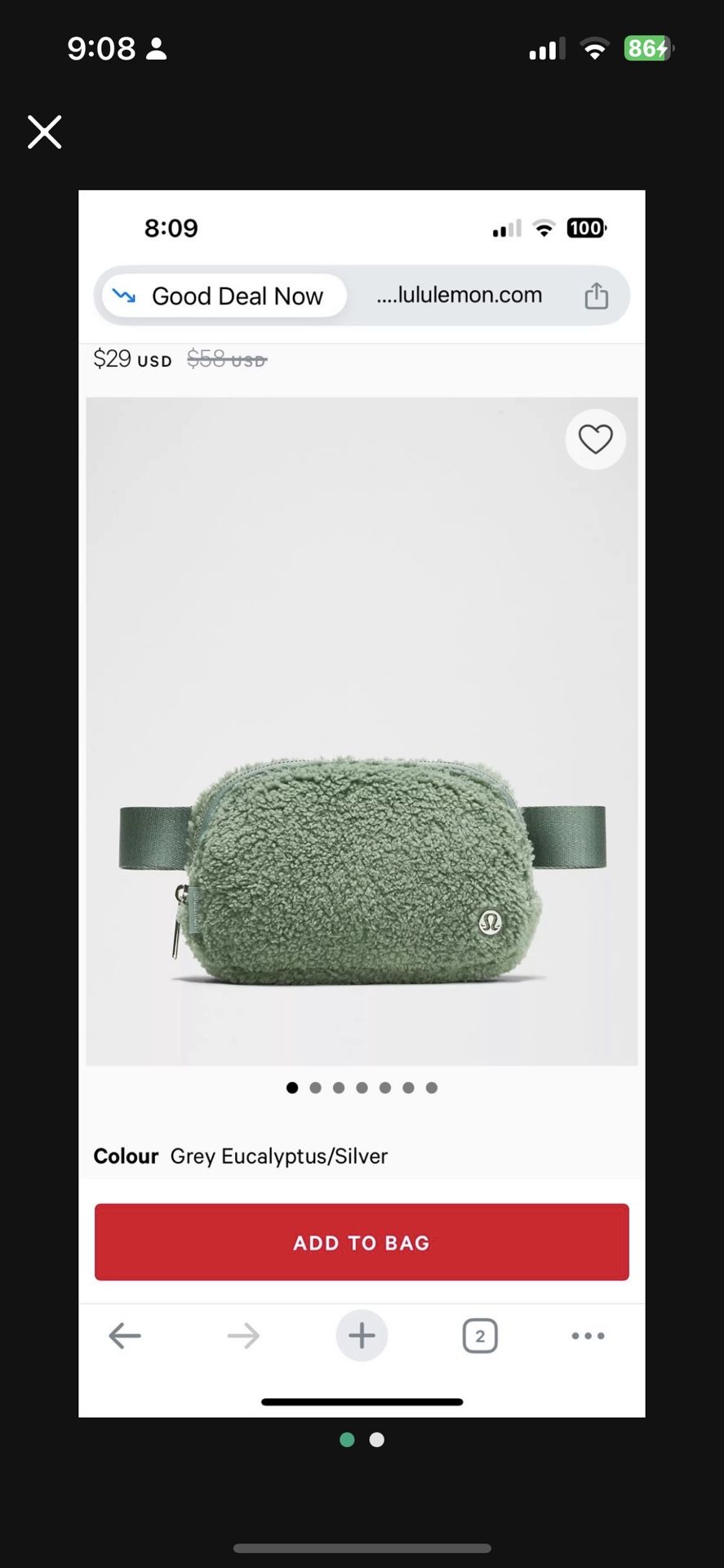 LULULEMON FLEECE EVERYWHERE BAG