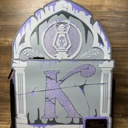 Loungefly 2024 Knott's Scary Farm Gray Tombstone Purple K Mini Backpack