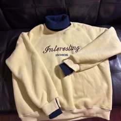 New Sherpa Lined Sweater With Knitted Neck And Cuff Sz 14