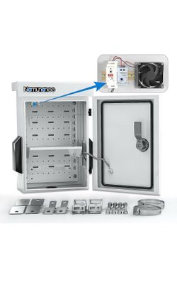 New open box Outdoor Electrical Box with Thermostat and Fan, Cold-Rolled Steel Plate, Aluminum Alloy Back Beam, One-Piece Ventilation Design, IP65 Wat