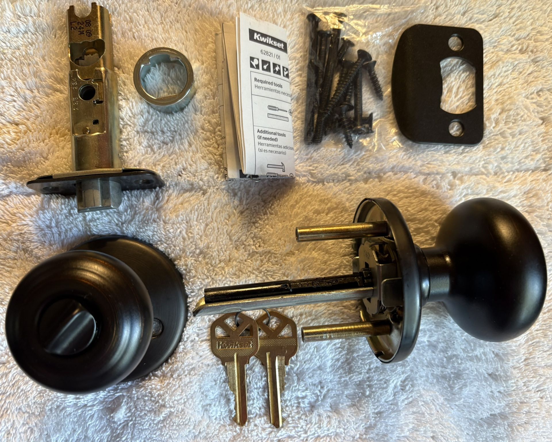 Kwikset Matte Black Exterior Keyed Entry Door Knob