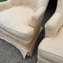 Vintage MCM Matching Set Of Beige/ Peachy Toned Chairs