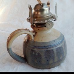 Stoneware Pottery Vintage Oil Lamp Made In Hong Kong 