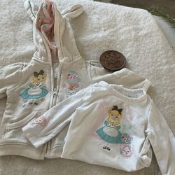 Alice& Wonderland Disney Jacket & Onsie 0-3 Months 