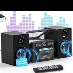 Greadio Stereo System for Home with Boombox CD and Cassette Player Combo,