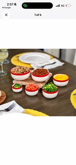 Carla Hall Sweet Heritage Nesting Ceramic Measuring Bowls (Red)