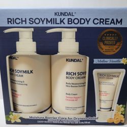 KUNDAL Rich Soymilk Body Cream Set – Mellow Vanilla (2 x 500ml / 16.9 fl oz each