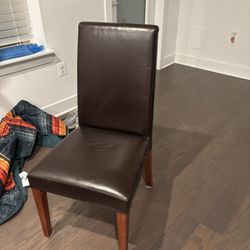 New - Pottery Barn Grayson leather/wooden chocolate brown chair