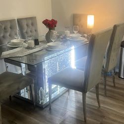 Crystal 6 Chair dining table